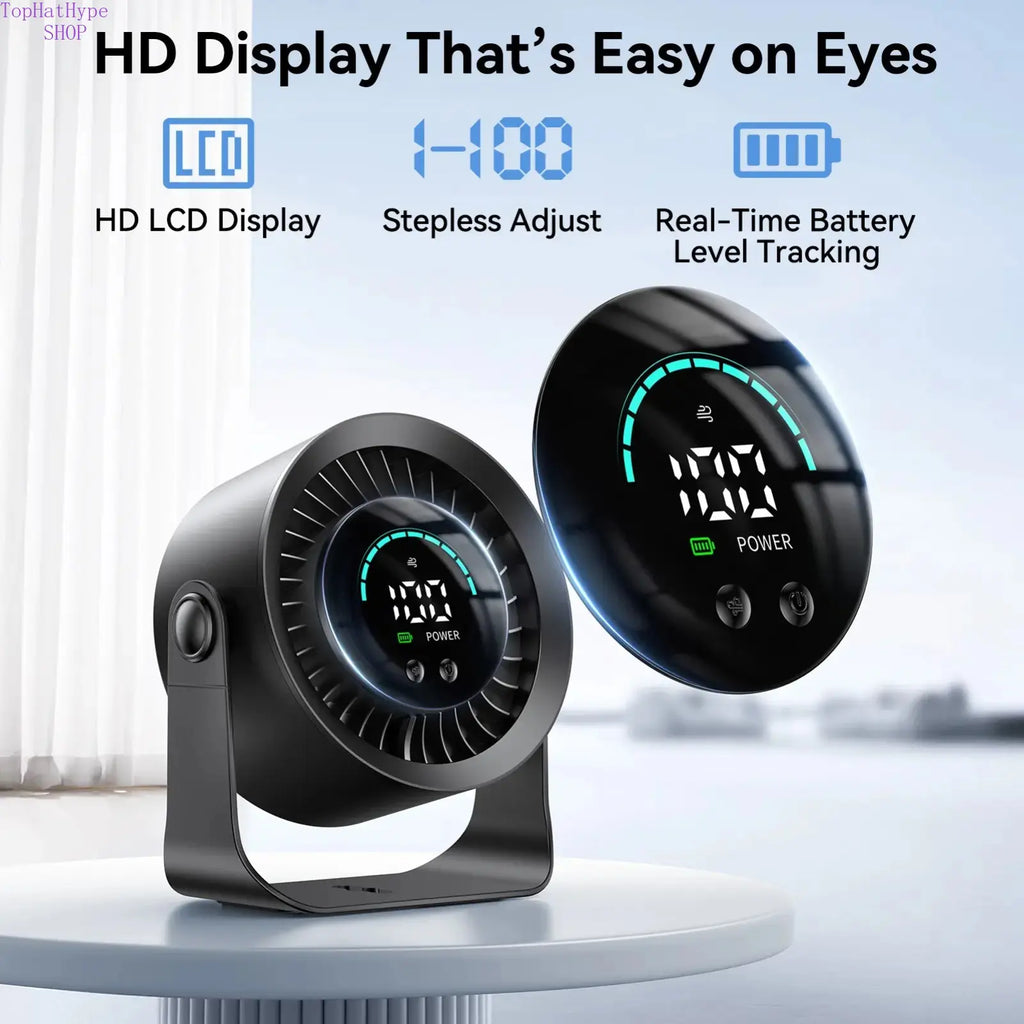 Stay Cool Anywhere: Versatile Rechargeable USB Desk Fan with 100 Speeds, 360° Rotation, and Wall-Mounted Convenience for Your Home or Office