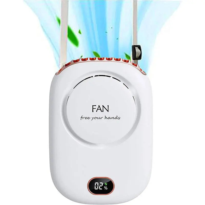 Stay Cool Anywhere with Our Portable Neck-Mounted USB Rechargeable Fan - Stylish Leafless Design with Power Indicator
