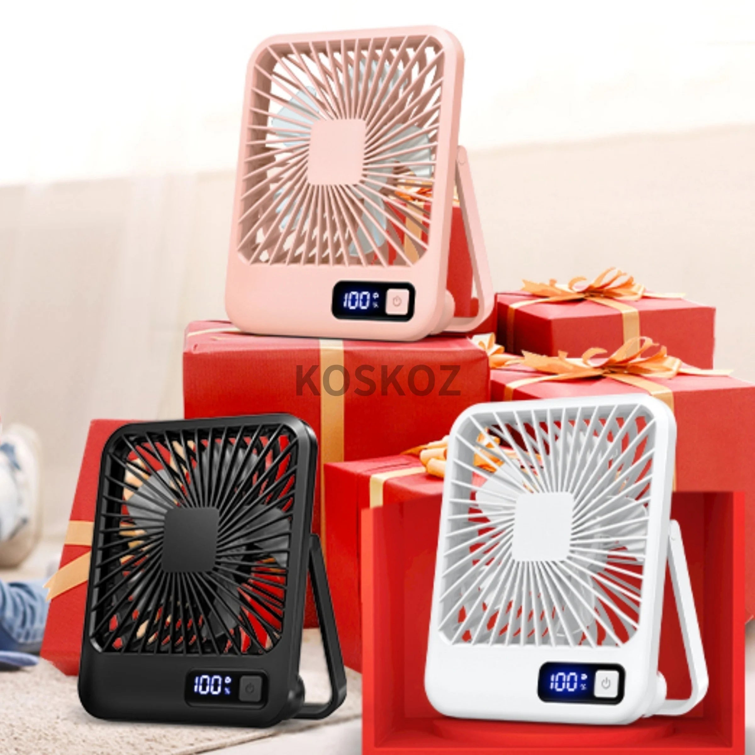 Portable Rechargeable Desk Fan – 5 Speeds, 180° Foldable & Quiet