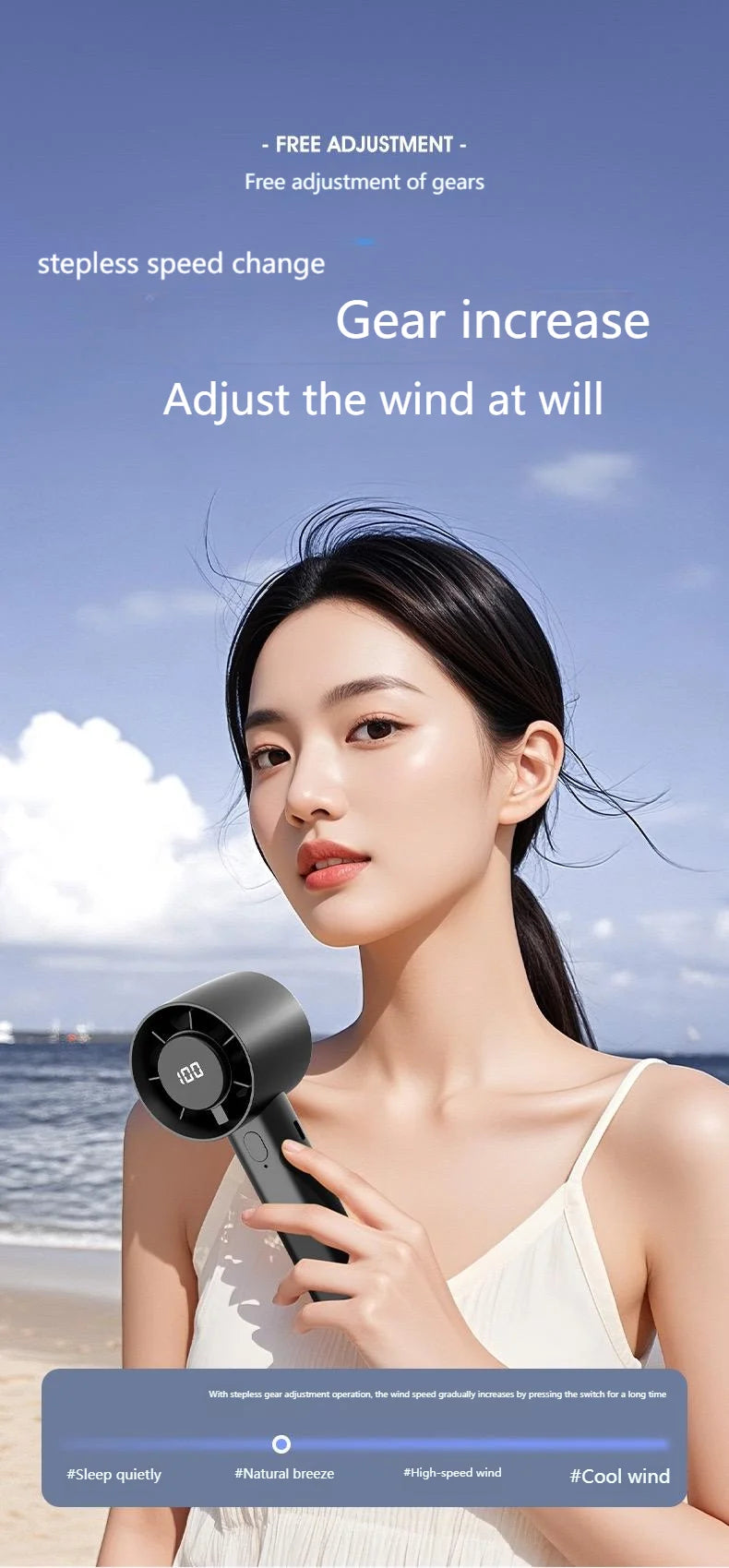 Portable Mini Handheld Fan with LED Display