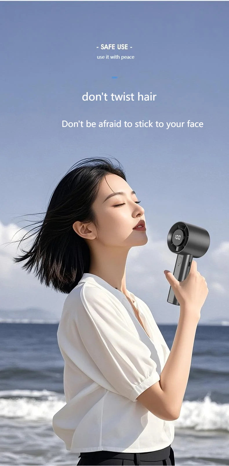 Portable Mini Handheld Fan with LED Display