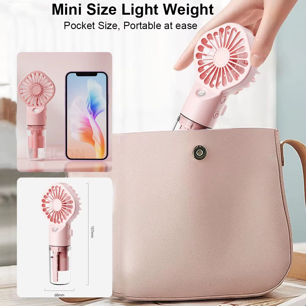 Stay Cool and Hydrated Anywhere with Our Portable USB Rechargeable Handheld Humidifier Fan