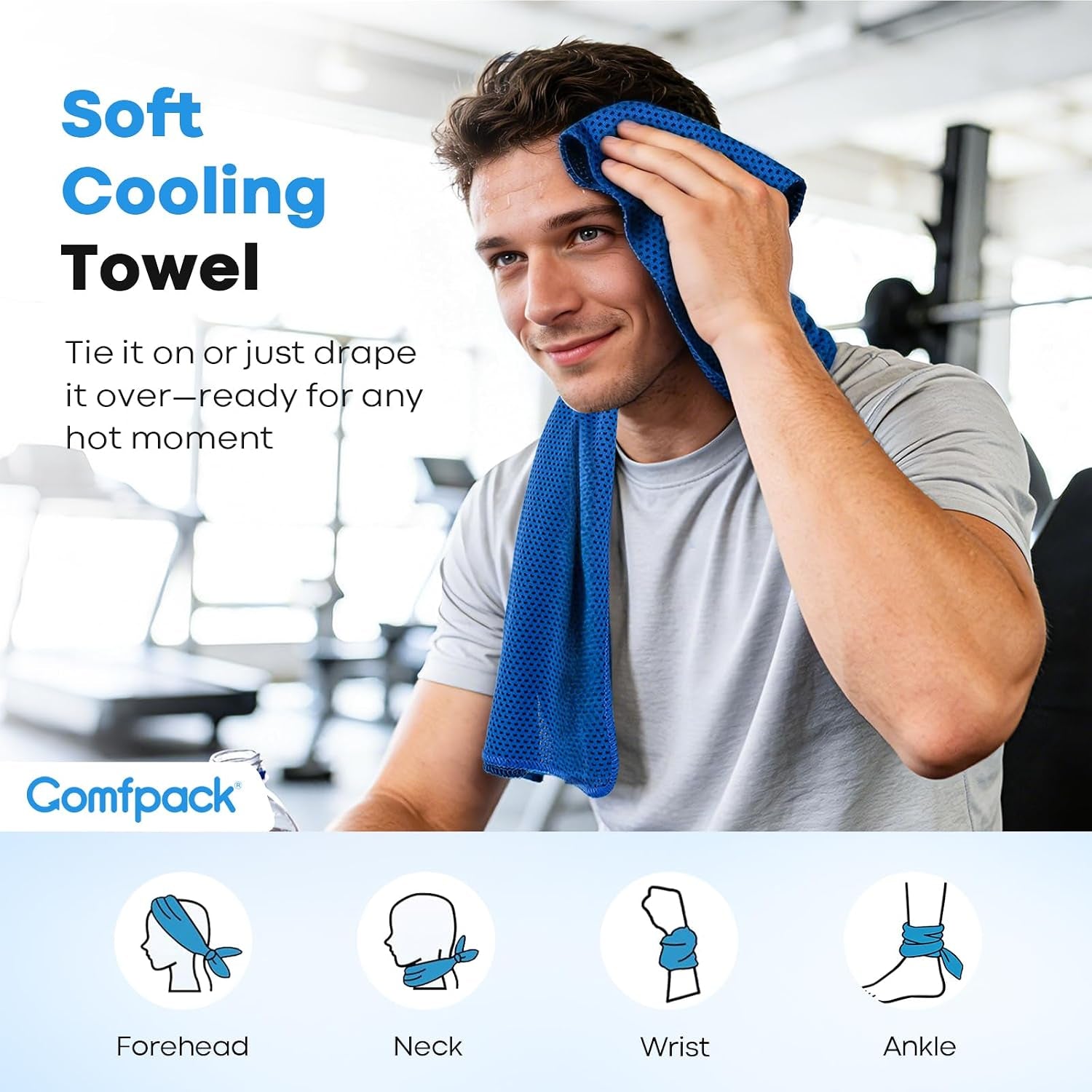 2-Pack Reusable Neck Cooling Tubes with Cooling Towels for Warm Weather | Instant Cooling Solution at 64°F for Outdoor Activities, Sports, Gardening, and Hot Flashes