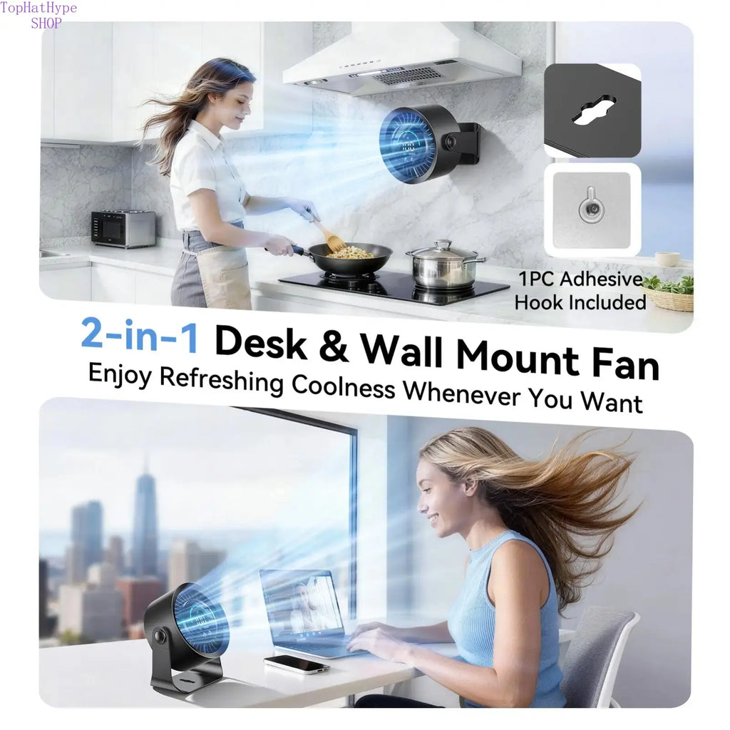 Stay Cool Anywhere: Versatile Rechargeable USB Desk Fan with 100 Speeds, 360° Rotation, and Wall-Mounted Convenience for Your Home or Office